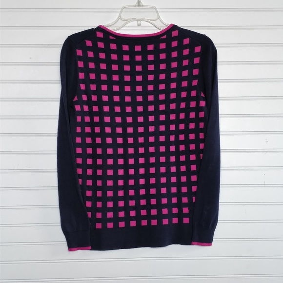 Crown & Ivy preppy navy/pink sweater with seashell - Picture 2 of 6